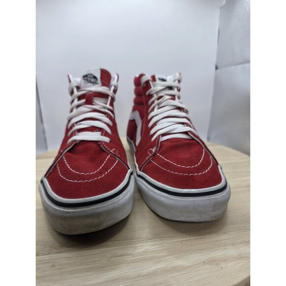 VANS Shoes Womens Sz 8 Old Skool Sk8 Hi Top 721356 Red White Skateboarding - Picture 2 of 7